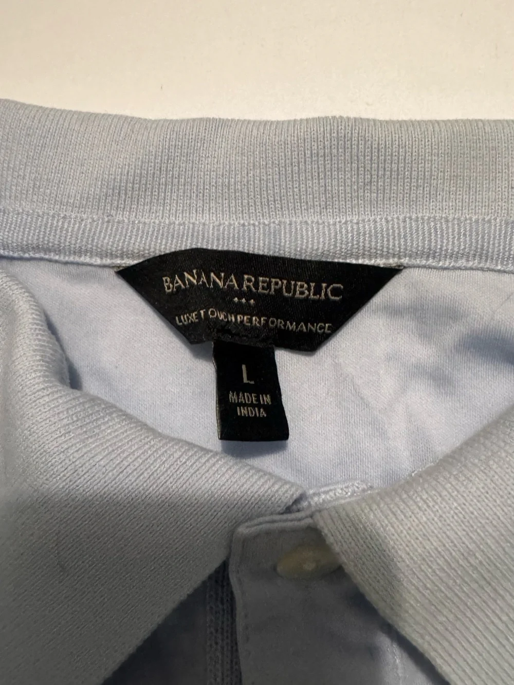 Banana Republic Luxe Touch Performance Light Blue Polo Shirt